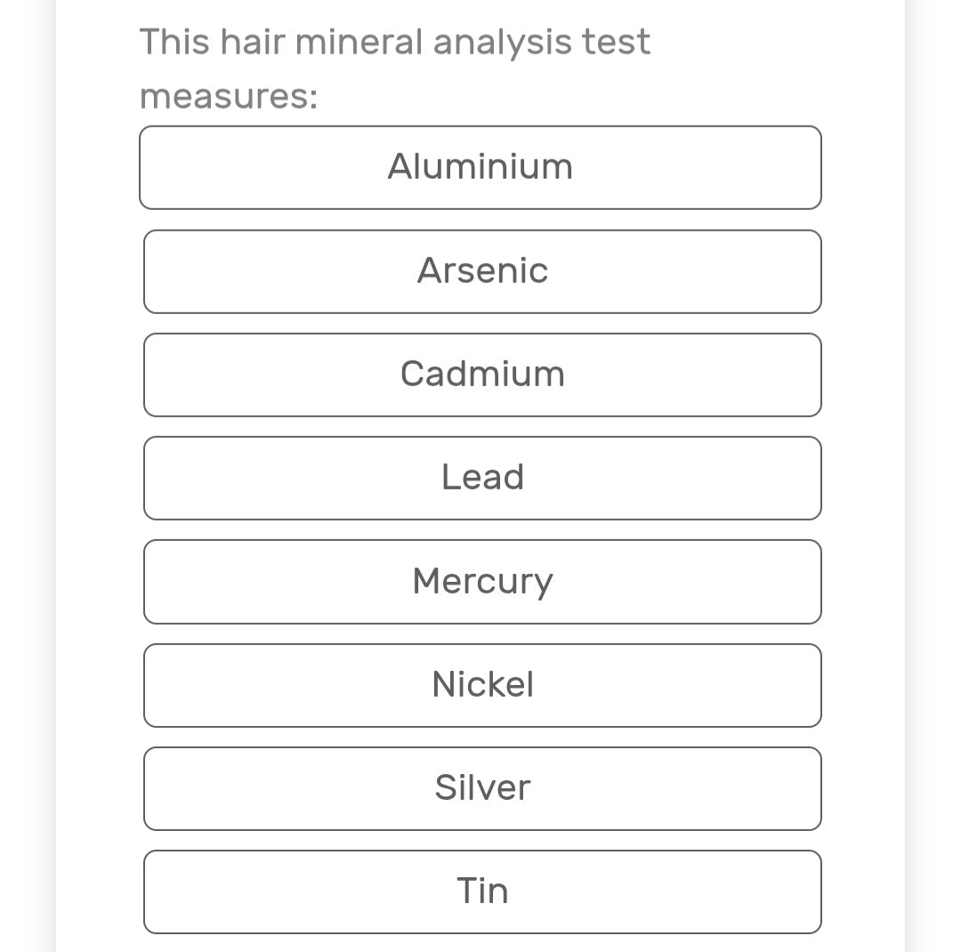 Hair Tissue Mineral Analysis testing